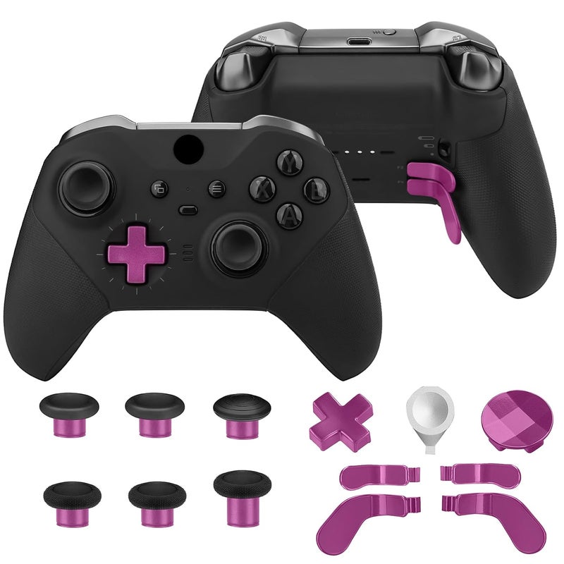 VANPARK Accessories for Xbox One Elite Series 2 Controller(Model 1797), Metal Thumbsticks Paddles Joysticks Replacement Parts Kits Compatible with Xbox Elite Wireless Controller Series 2 Core(Black & Magenta) - Image 2